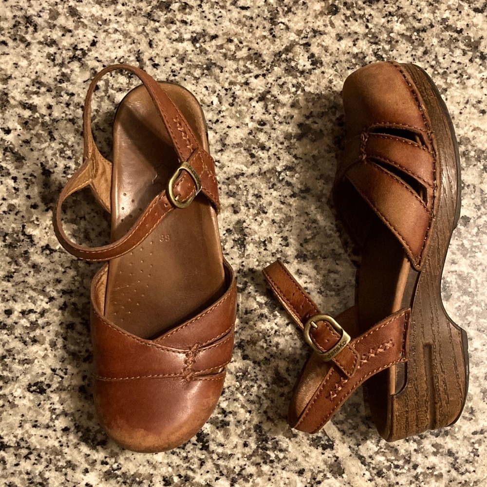 Dansko 38 | brown genuine leather Mary Jane clog